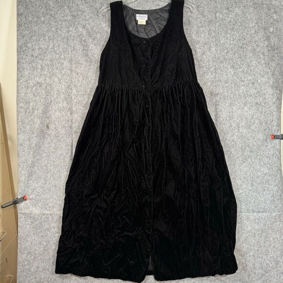 Vintage Velvet Jumper Dress Womens Medium Maxi Modest‎ Cottagecore Dark Gothic - Picture 1 of 14